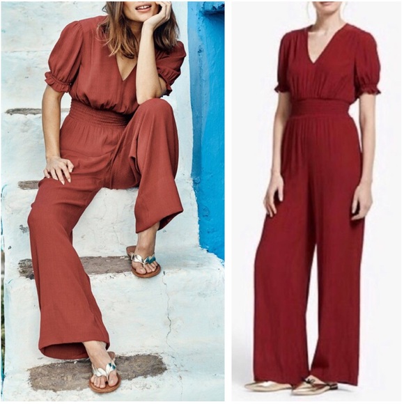 Boden Pants & Jumpsuits Boden Wine Red Jasmine Jumpsuit Textured